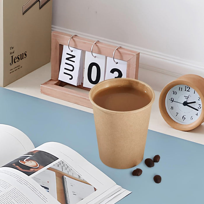 500 Pcs 9oz Disposable Paper Cups Kraft Brown Leak Proof