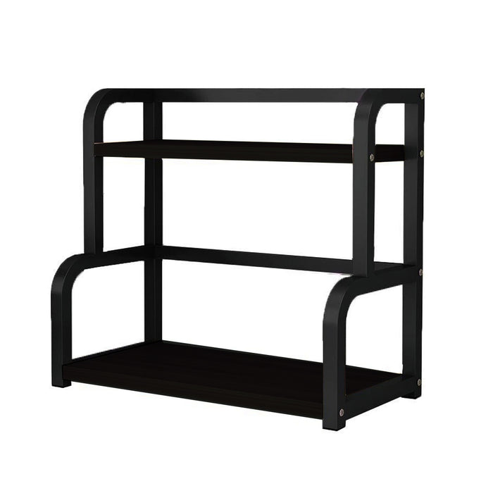 2 Tier Spice Rack Freestanding Steel Black With Hooks
