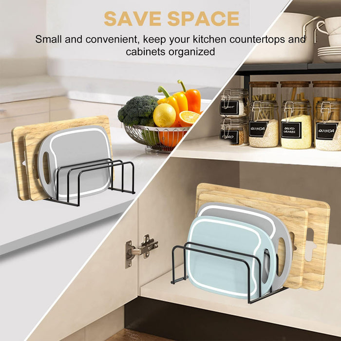 Chopping Board Rack Metal Black Space Saving 18cm