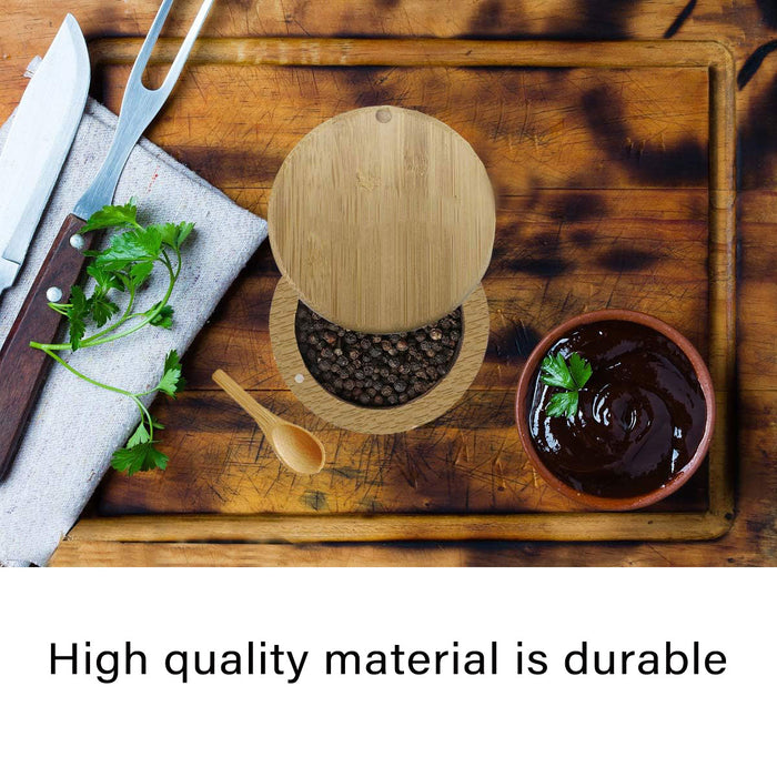 Bamboo Salt Box With Magnetic Swivel Lid And Spoon