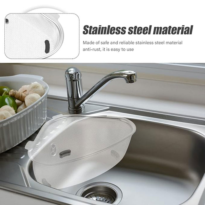 Stainless Steel Triangle Sink Drain Basket Fine Mesh With Suction Cup