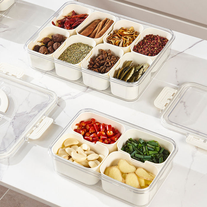 Airtight Food Grade Storage Box Multi Compartment White Clear Lid