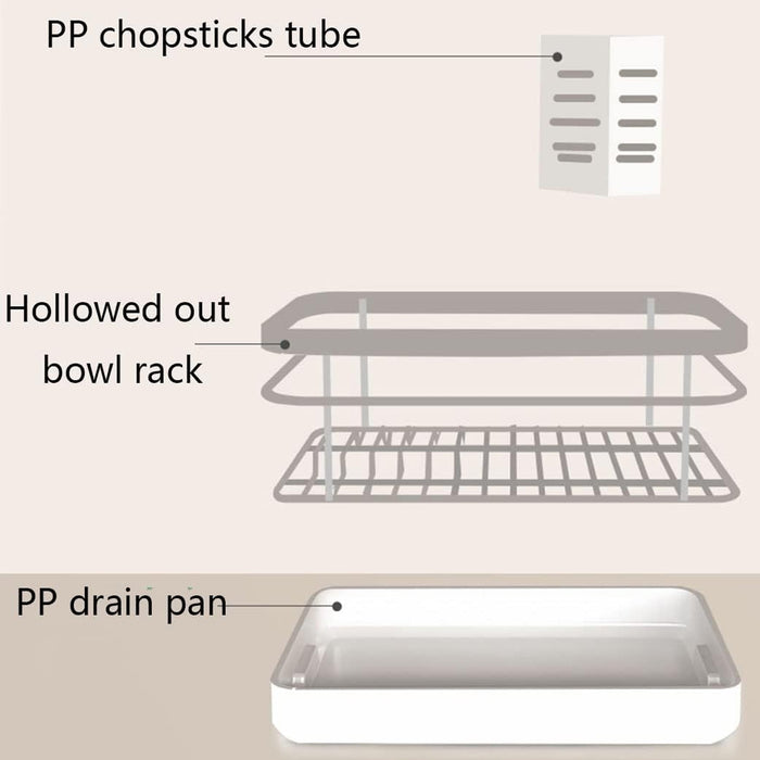 Kitchen Dish Drying Rack With Drainage Tube Tray Black