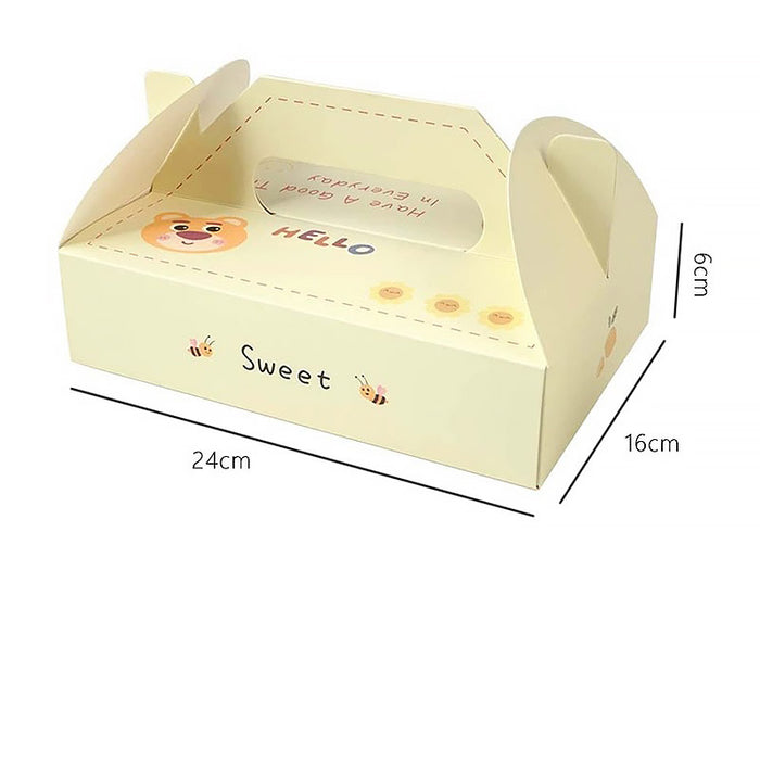 10 Pcs Printed Cardstock Cake Boxes with 6-Compartment Interior for Macarons