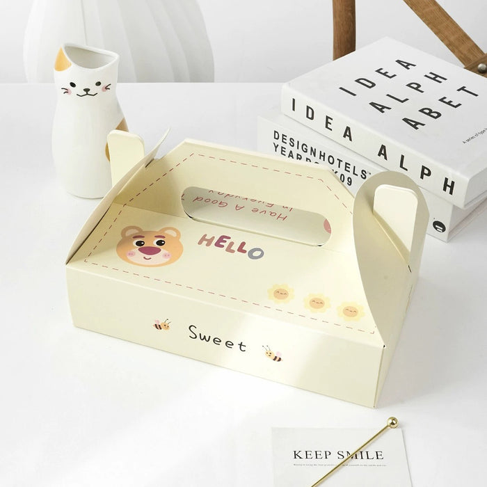 10 Pcs Printed Cardstock Cake Boxes with 6-Compartment Interior for Macarons