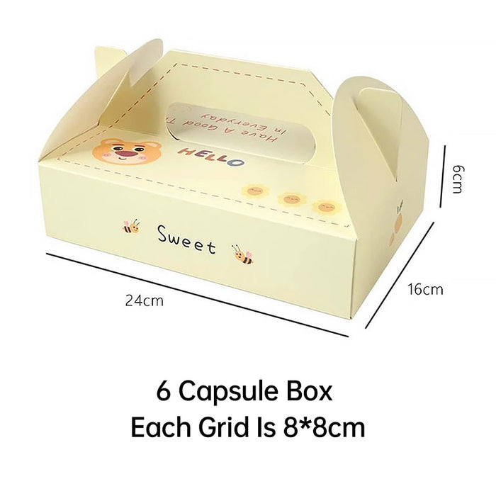 10 Pcs Printed Cardstock Cake Boxes with 6-Compartment Interior for Macarons