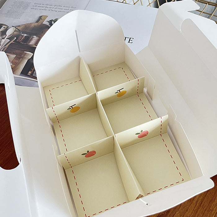 10 Pcs Printed Cardstock Cake Boxes with 6-Compartment Interior for Macarons