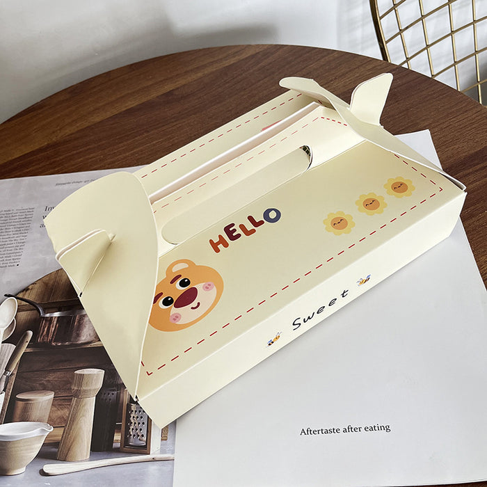10 Pcs Printed Cardstock Cake Boxes with 6-Compartment Interior for Macarons