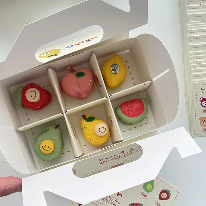 10 Pcs Printed Cardstock Cake Boxes with 6-Compartment Interior for Macarons