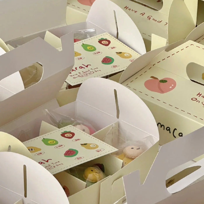 10 Pcs Printed Cardstock Cake Boxes with 6-Compartment Interior for Macarons