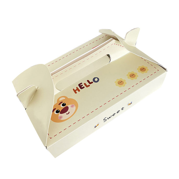 10 Pcs Printed Cardstock Cake Boxes with 6-Compartment Interior for Macarons