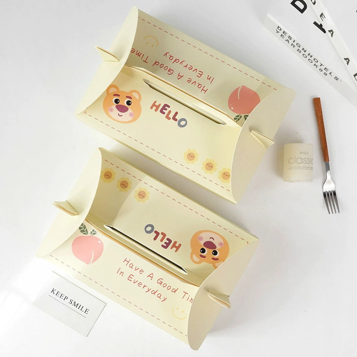 10 Pcs Printed Cardstock Cake Boxes with 6-Compartment Interior for Macarons
