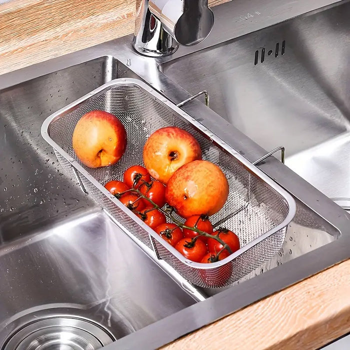 Stainless Steel Sink Drainer Basket Rack With Fine Mesh