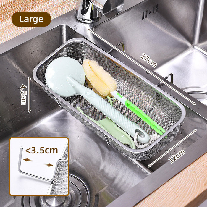 Stainless Steel Sink Drainer Basket Rack With Fine Mesh