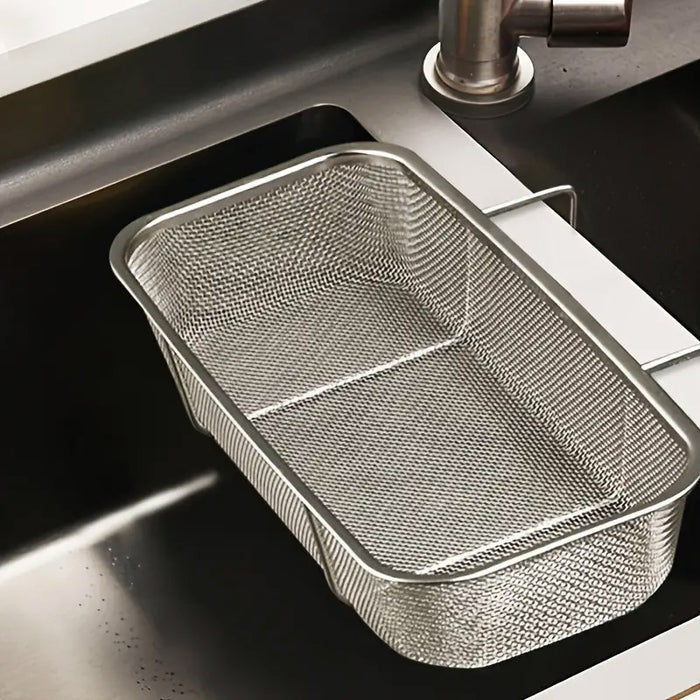 Stainless Steel Sink Drainer Basket Rack With Fine Mesh