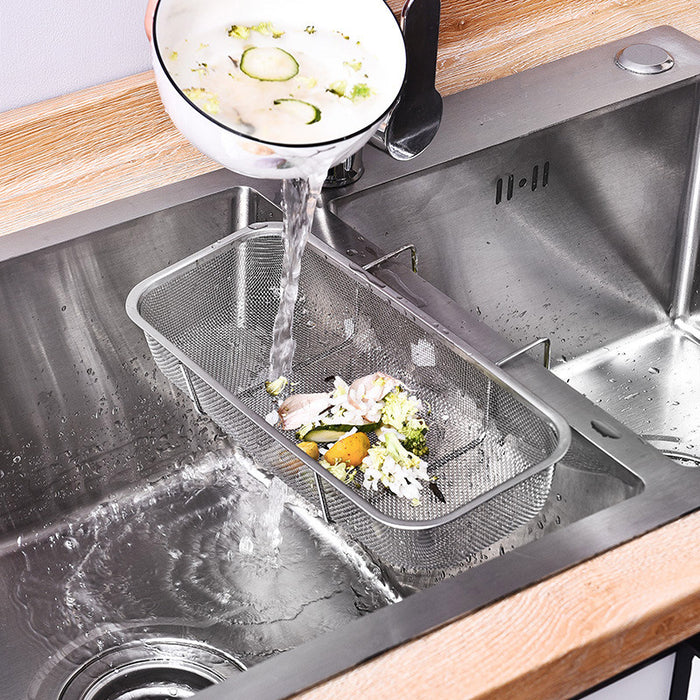 Stainless Steel Sink Drainer Basket Rack With Fine Mesh