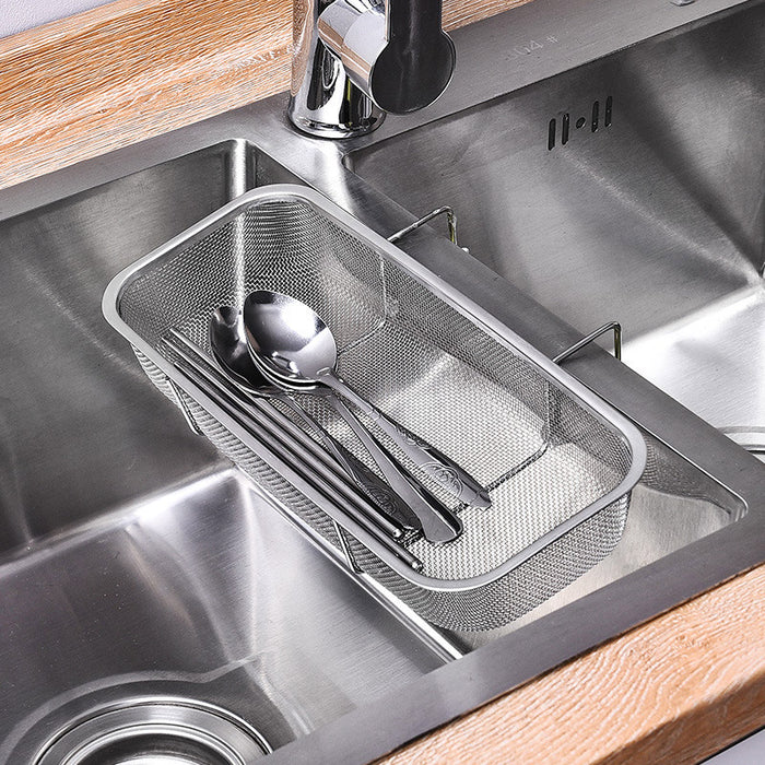 Stainless Steel Sink Drainer Basket Rack With Fine Mesh