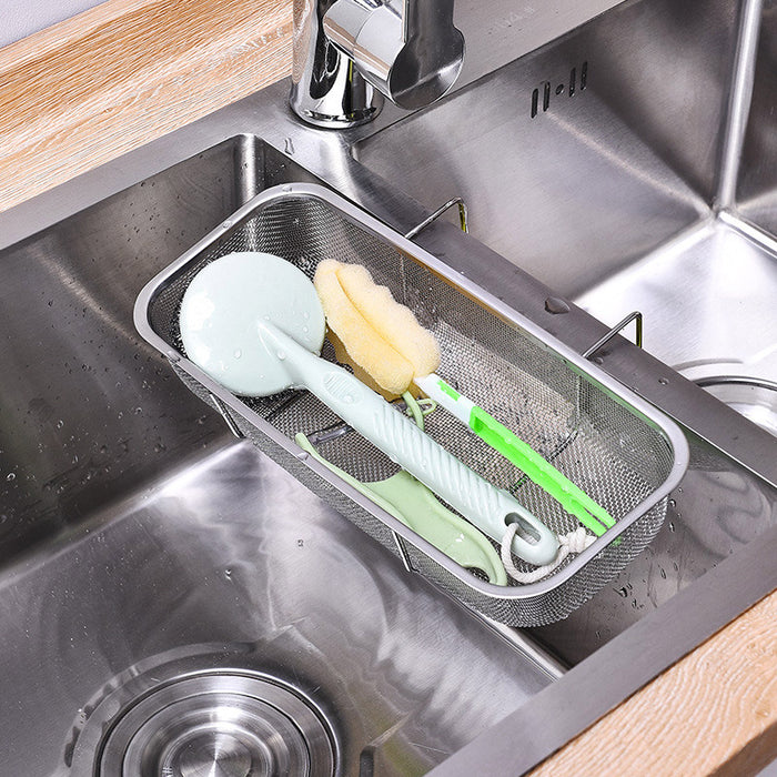 Stainless Steel Sink Drainer Basket Rack With Fine Mesh
