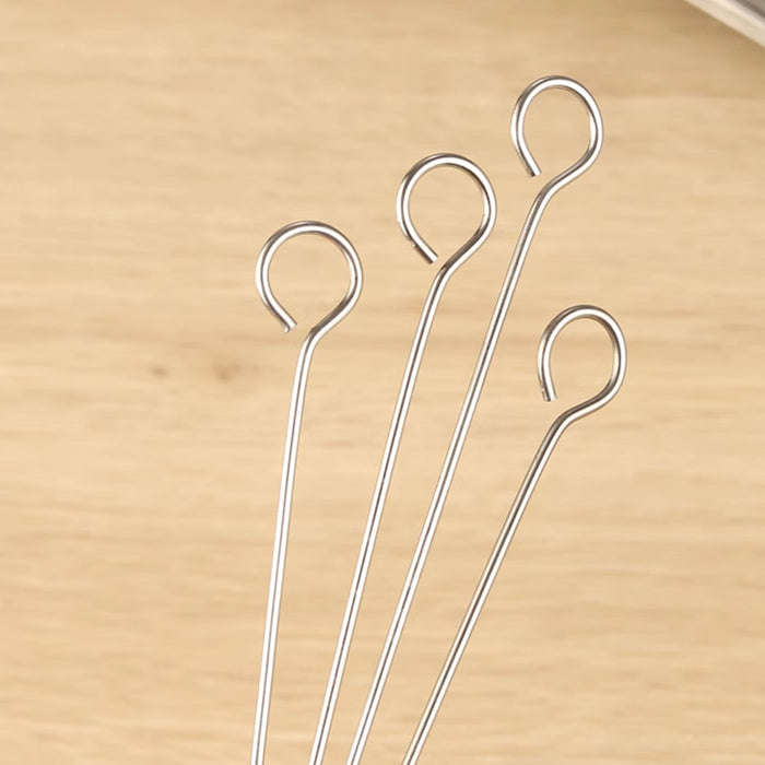 12 Pcs Metal BBQ Skewers Stainless Steel 20cm Looped Handles
