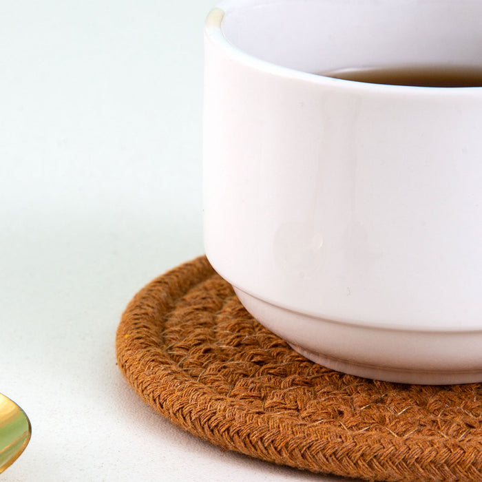 8pcs Round Cotton Woven Coaster, Dining Table Mat