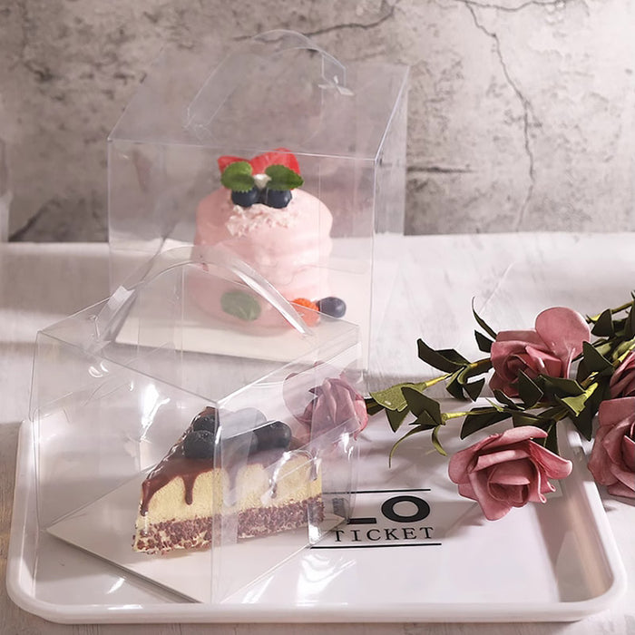 30 Pcs Transparent Disposable Cake Boxes with Handle 3 Sizes