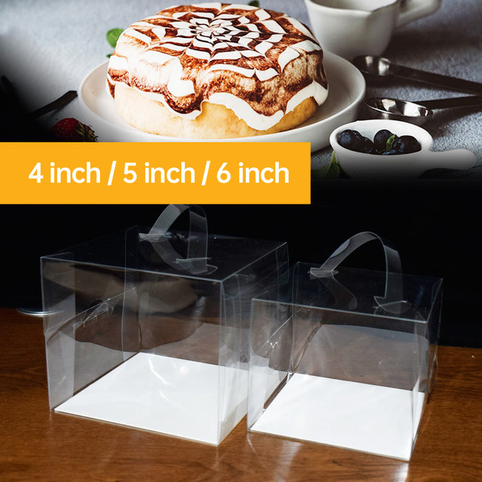30 Pcs Transparent Disposable Cake Boxes with Handle 3 Sizes