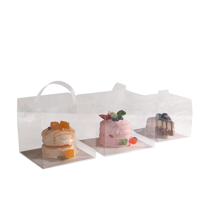30 Pcs Transparent Disposable Cake Boxes with Handle 3 Sizes