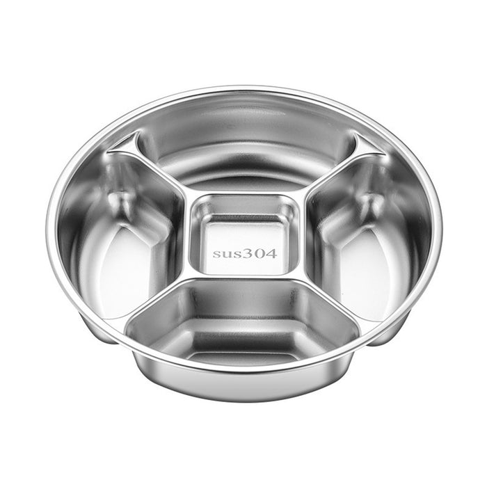 304 Stainless Steel 5-Compartment Side Dish Prep Plate 22.5 cm Food-Grade