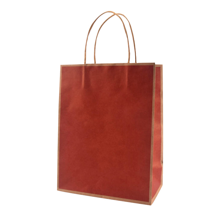 50 Pcs Kraft Paper Bags Reinforced Handles 4 Sizes 6 Colours Shopping Gift Bags