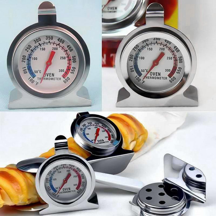 Stainless Steel Oven Thermometer with Large Dial Red Indicator