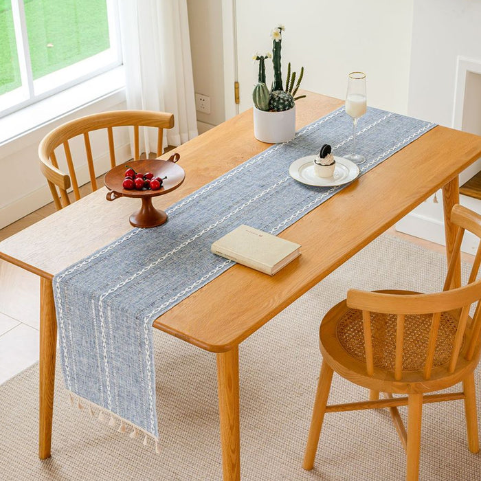 Solid Colour Woven Table Runner, 1830mm - Blue