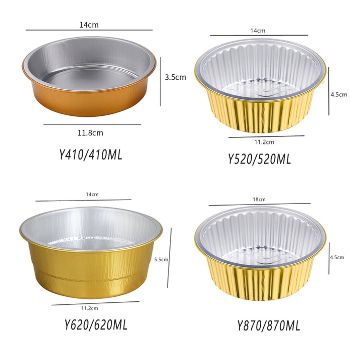 50Pcs Thickened Aluminum Foil Containers with Plastic Lids – Rectangular & Round