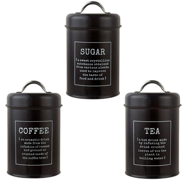 3 Pcs Airtight Storage Jars with Handles Tea Coffee Sugar