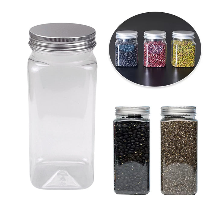 20 Pcs Square PET Storage Bottles with Aluminium Lids