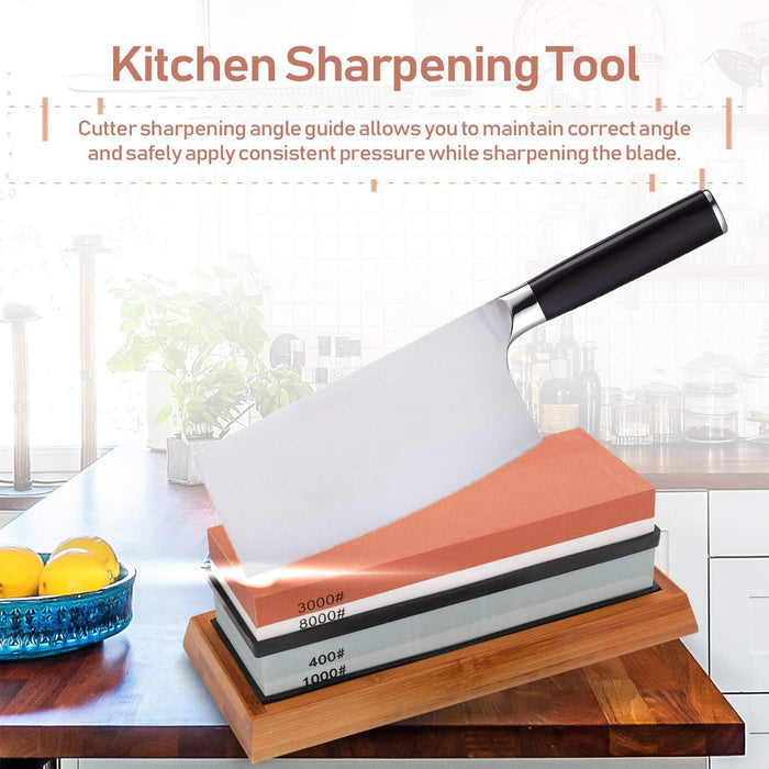 4 Piece Sharpening Stone Set for Kitchen Knives Scissors