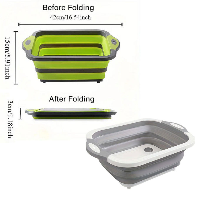 Foldable Sink Cutting Board with Draining Basket 42cm