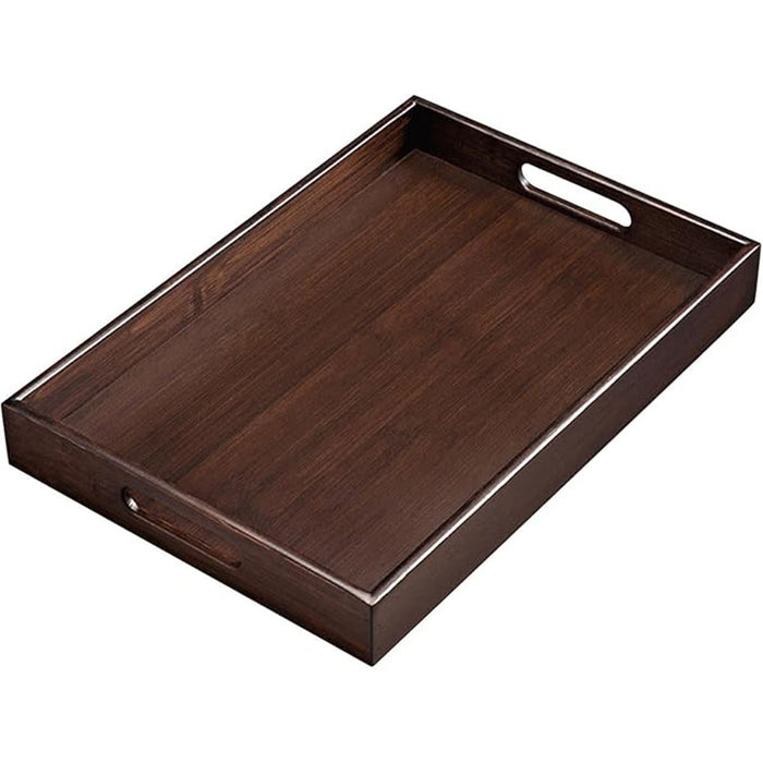 Bamboo Tea Serving Tray Walnut Colour with Handles