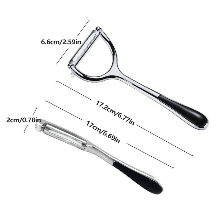 2 Pcs Stainless Steel Peeler Set with Serrated Blades
