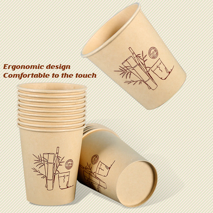 500 Pcs Disposable Paper Coffee Cups 9oz Bamboo Pulp Leak Proof