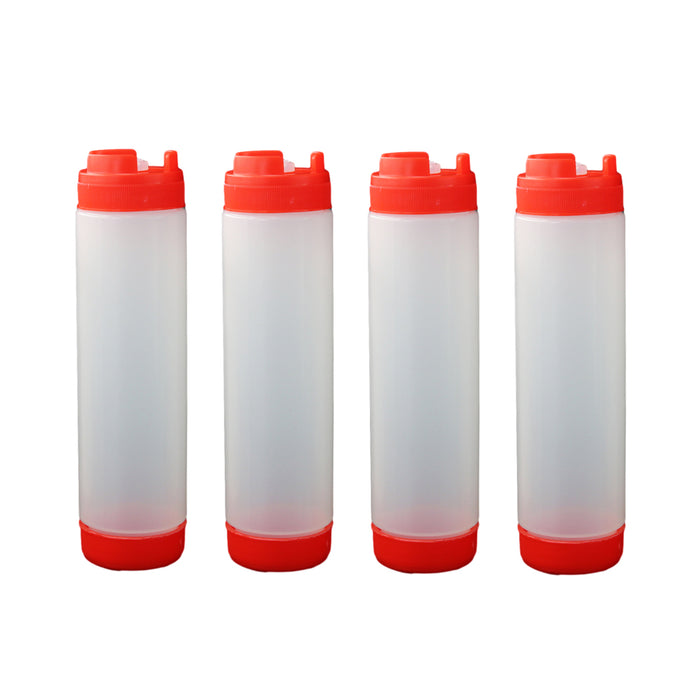 16oz Plastic Squeeze Sauce Bottles Double-Ended Dispenser, 4pcs