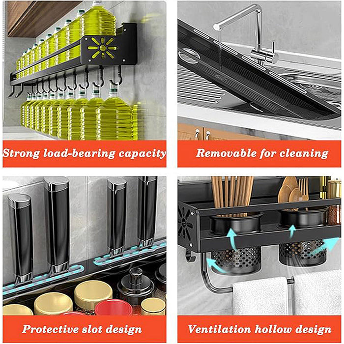 Perforation Free Kitchen Storage Rack Wall Mounted