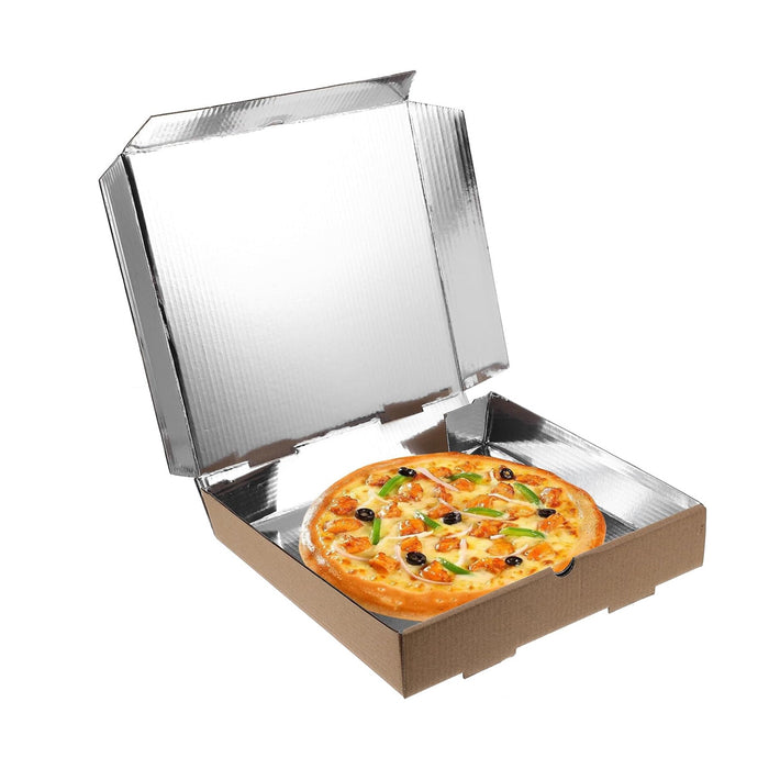 50 Pcs Cardboard Pizza Boxes with Aluminium Foil Lining for Heat Retention