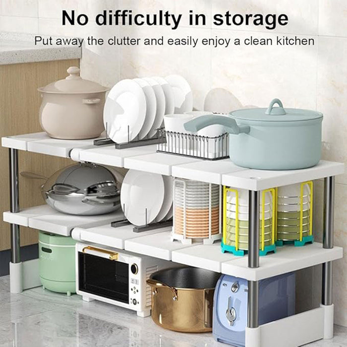 Expandable Kitchen Shelf Organiser Double Layer 54-75cm