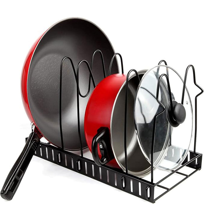 Pot Lid Storage Rack Foldable Multi Tier Iron Black