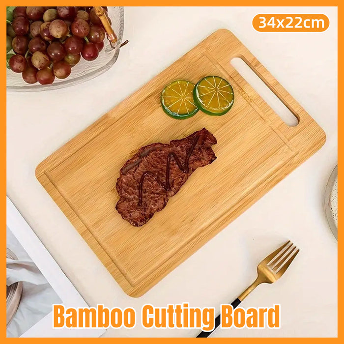 Bamboo Cutting Board Double-Sided with Handle and Juice Groove