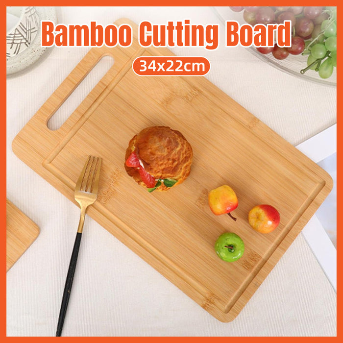 Bamboo Cutting Board Double-Sided with Handle and Juice Groove