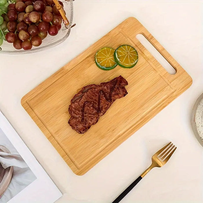 Bamboo Cutting Board Double-Sided with Handle and Juice Groove
