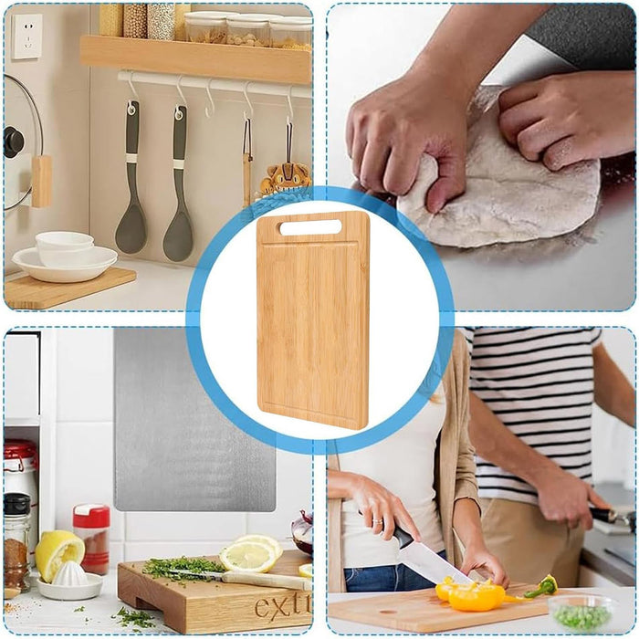 Bamboo Cutting Board Double-Sided with Handle and Juice Groove