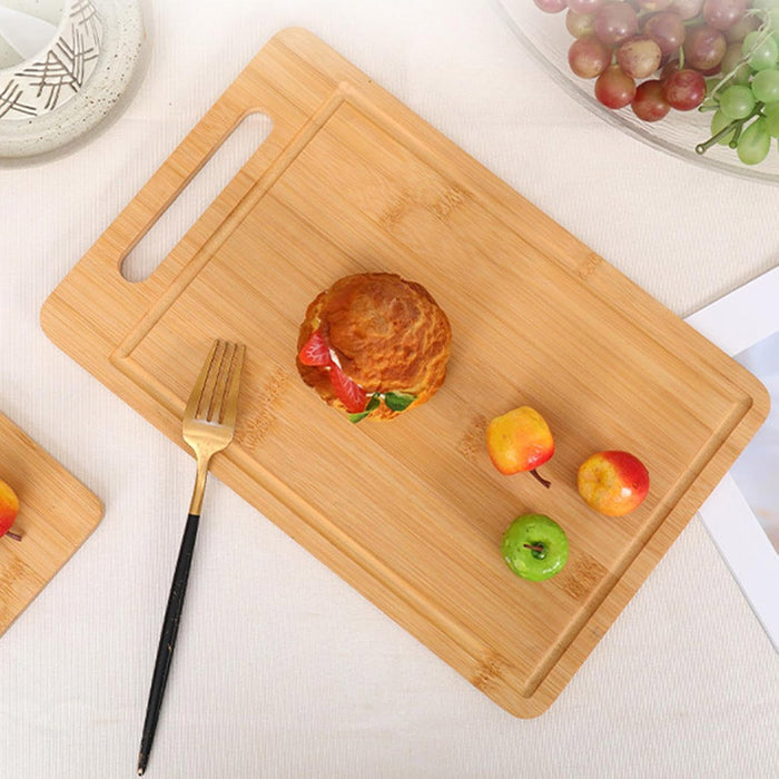 Bamboo Cutting Board Double-Sided with Handle and Juice Groove