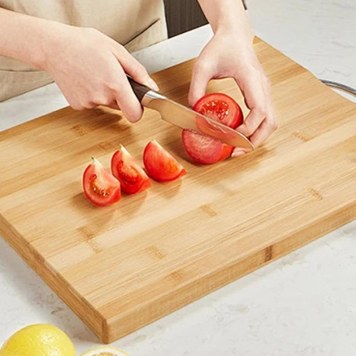 Bamboo Cutting Board Double-Sided with Handle and Juice Groove